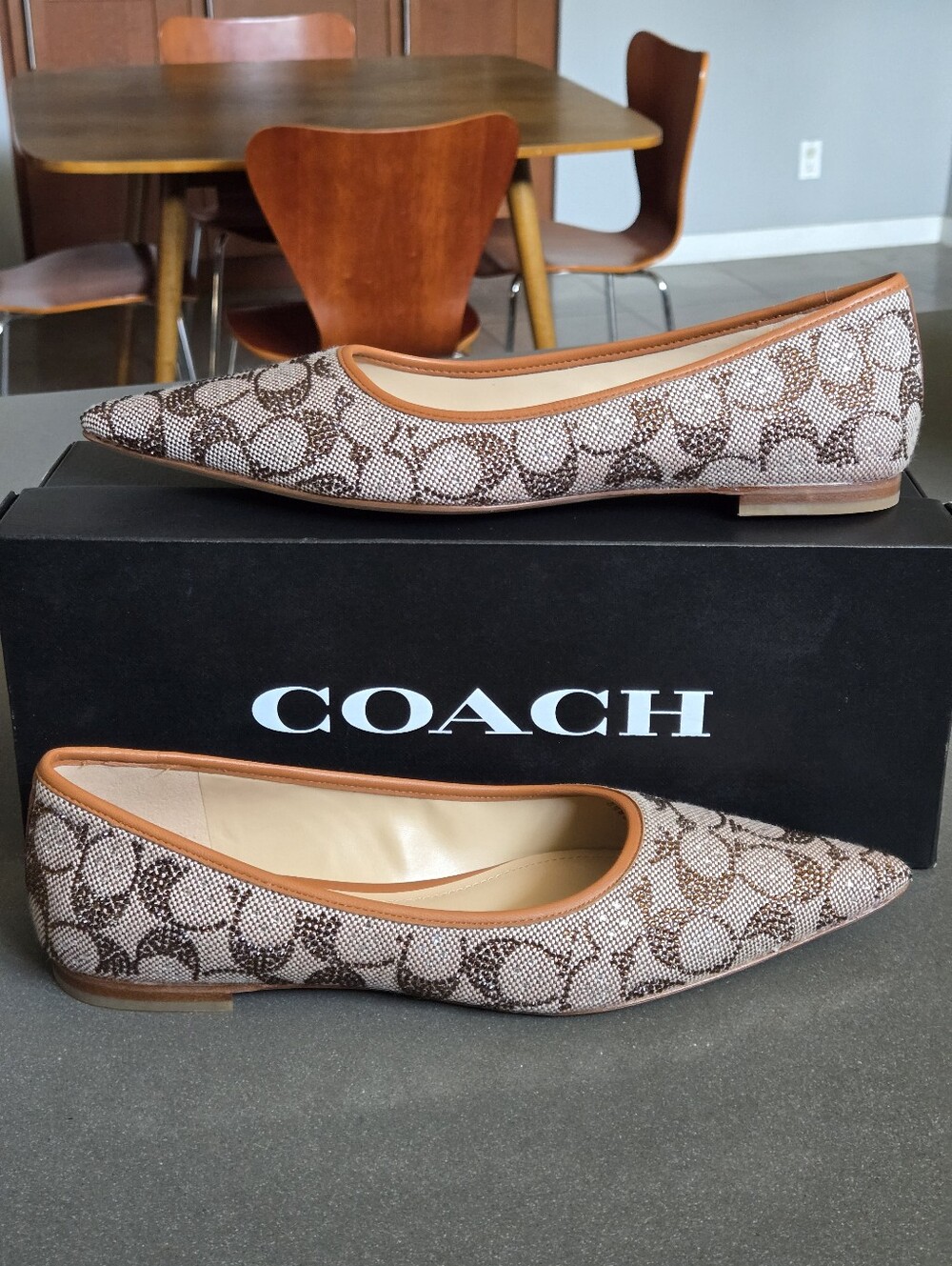 NEW Coach Daphne Flat In Crystal Signature Jacquard Shoe - Picture 8 of 11